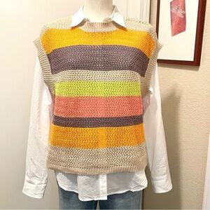 Striped Multicolor Knit Sweater Vest